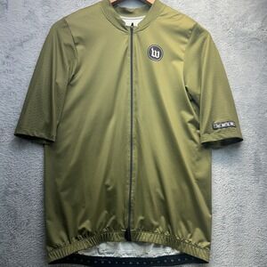 Wattie Ink Mens XL Cycling Jersey Olive Green Full Zip Short Sleeve Made in‎ USA